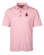 Los Angeles Angels City Connect Cutter & Buck Pike Double Dot Print Stretch Mens Big and Tall Polo Cardinal Red Mannequin