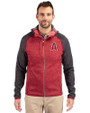 Los Angeles Angels City Connect Cutter & Buck Mainsail Full Zip Hooded Mens Jacket Cardinal Red Heather/Charcoal Heather Front