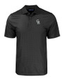 Colorado Rockies City Connect Cutter & Buck Pike Eco Tonal Geo Print Stretch Recycled Mens Polo Black Mannequin