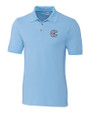 Chicago Cubs City Connect Cutter & Buck Advantage Eco Tri-Blend Pique Mens Polo Atlas Light Blue Mannequin