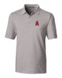 Los Angeles Angels City Connect Cutter & Buck Forge Pencil Stripe Stretch Mens Polo Polished Medium Gray Mannequin