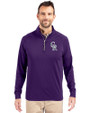 Colorado Rockies City Connect Cutter & Buck Adapt Eco Knit Stretch Recycled Mens Quarter Zip Pullover College Purple Front