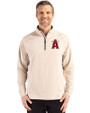 Los Angeles Angels City Connect Cutter & Buck Adapt Eco Knit Stretch Recycled Mens Quarter Zip Pullover Wheat Front