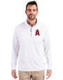 Los Angeles Angels City Connect Cutter & Buck Adapt Eco Knit Stretch Recycled Mens Quarter Zip Pullover White Front