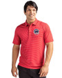 Chicago Cubs Stars & Stripes Cutter & Buck Forge Pencil Stripe Stretch Mens Polo Red Front