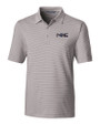 Milwaukee Brewers City Connect Cutter & Buck Forge Pencil Stripe Stretch Mens Big and Tall Polo Polished Medium Gray Mannequin
