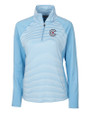Chicago Cubs City Connect Cutter & Buck Forge Tonal Stripe Stretch Half Zip Womens Top Atlas Light Blue Mannequin
