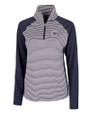 Chicago Cubs City Connect Cutter & Buck Forge Tonal Stripe Stretch Half Zip Womens Top Liberty Navy Mannequin