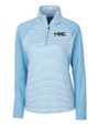 Milwaukee Brewers City Connect Cutter & Buck Forge Tonal Stripe Stretch Half Zip Womens Top Atlas Light Blue Mannequin