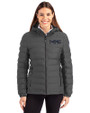 Milwaukee Brewers City Connect Cutter & Buck Mission Ridge Repreve® Eco Insulated Womens Puffer Jacket Elemental Grey Front