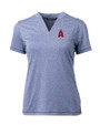 Los Angeles Angels City Connect Cutter & Buck Forge Recycled Four-Way Stretch Heathered Womens Blade Top Indigo Heather Mannequin