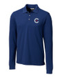 Chicago Cubs City Connect Cutter & Buck Advantage Eco Tri-Blend Pique Mens Long Sleeve Polo Indigo Mannequin