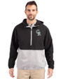 Colorado Rockies City Connect Cutter & Buck Charter Eco Recycled Mens Anorak Jacket Black/Polished Front