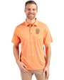 San Francisco Giants City Connect Cutter & Buck Forge Eco Heather Stripe Stretch Recycled Mens Polo College Orange Heather Front