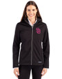 San Diego Padres City Connect Cutter & Buck Evoke Softshell Recycled Full Zip Womens Jacket Black Front