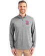 San Diego Padres City Connect Cutter & Buck Virtue Eco Pique Recycled Quarter Zip Mens Pullover Polished Medium Gray Front