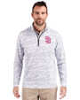 San Diego Padres City Connect Cutter & Buck Traverse Stretch Eco Camo Print Quarter Zip Mens Pullover Charcoal Front