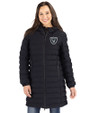 Las Vegas Raiders Cutter & Buck Mission Ridge Repreve Eco Insulated Womens Long Puffer Jacket Black Front