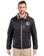 Miami Dolphins Cutter & Buck Rainier Primaloft Eco Mens Full Zip Hooded Jacket Black Front