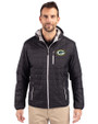 Green Bay Packers Cutter & Buck Rainier Primaloft Eco Mens Full Zip Hooded Jacket Black Front