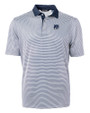 New Hampshire Wildcats College Vault Cutter & Buck Virtue Eco Pique Micro Stripe Recycled Mens Polo Navy Blue/White Mannequin
