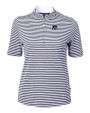 New Hampshire Wildcats College Vault Cutter & Buck Virtue Eco Pique Stripe Recycled Womens Top Navy Blue Mannequin