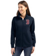 Boston Red Sox Cutter & Buck Roam Epic Versatility Full Zip Recycled Womens Jacket Navy Blue Front