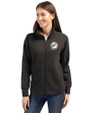Miami Dolphins Historic Cutter & Buck Roam Epic Versatility Full Zip Recycled Womens Jacket Black Front