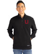 Utah Utes College Vault Cutter & Buck Roam Epic Versatility Recycled Quarter Zip Mens Pullover Black Front