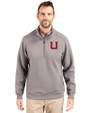 Utah Utes College Vault Cutter & Buck Roam Epic Versatility Recycled Quarter Zip Mens Pullover Elemental Grey Front