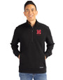 Nebraska Cornhuskers Alumni Cutter & Buck Roam Epic Versatility Recycled Quarter Zip Mens Pullover Black Front