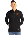 Oklahoma State Cowboys Alumni Cutter & Buck Roam Recycled Buttery-Soft Knit Mens Quarter Zip Jacket Black Front
