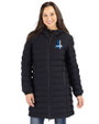Detroit Lions Historic Cutter & Buck Mission Ridge Repreve Eco Insulated Womens Long Puffer Jacket Black Front