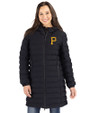 Pittsburgh Pirates Cutter & Buck Mission Ridge Repreve Eco Insulated Womens Long Puffer Jacket Black Front