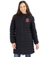 Tampa Bay Buccaneers Historic Cutter & Buck Mission Ridge Repreve Eco Insulated Womens Long Puffer Jacket Black Front