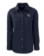 New England Patriots NFL Helmet Cutter & Buck Roam Epic Versatility Recycled Womens Shirt Jacket Navy Blue Mannequin