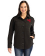 Western Kentucky Hilltoppers College Vault Cutter & Buck Roam Recycled Buttery-Soft Knit Womens Button Down Shirt Jacket Black Front