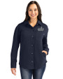 Old Dominion Monarchs College Vault Cutter & Buck Roam Epic Versatility Recycled Womens Shirt Jacket Navy Blue Front