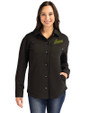 George Mason Patriots College Vault Cutter & Buck Roam Epic Versatility Recycled Womens Shirt Jacket Black Front