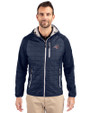 Carolina Panthers Americana Cutter & Buck Rainier Recycled Insulated Hybrid Puffer Mens Full Zip Jacket Dark Navy Front