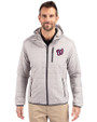 Washington Nationals Cutter & Buck Rainier Primaloft Eco Mens Full Zip Hooded Jacket Polished Medium Gray Front