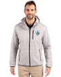 Los Angeles Chargers Historic Cutter & Buck Rainier Primaloft Eco Mens Full Zip Hooded Jacket Polished Medium Gray Front