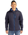 San Francisco 49ers Americana Cutter & Buck Rainier Primaloft Eco Mens Full Zip Hooded Jacket Dark Navy Front