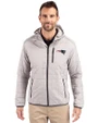 New England Patriots Cutter & Buck Rainier Recycled Insulated Puffer Mens Full Zip Hooded Jacket Polished Medium Gray Front
