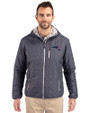 New England Patriots Americana Cutter & Buck Rainier Primaloft Eco Mens Full Zip Hooded Jacket Anthracite Melange Front