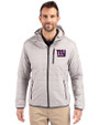 New York Giants Cutter & Buck Rainier Primaloft Eco Mens Full Zip Hooded Jacket Polished Medium Gray Front
