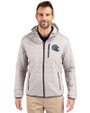 Detroit Lions NFL Helmet Cutter & Buck Rainier Primaloft Eco Mens Full Zip Hooded Jacket Polished Medium Gray Front