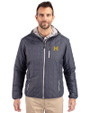 Michigan Wolverines College Vault Cutter & Buck Rainier Primaloft Eco Mens Full Zip Hooded Jacket Anthracite Melange Front