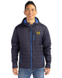 Michigan Wolverines College Vault Cutter & Buck Rainier Primaloft Eco Mens Full Zip Hooded Jacket Dark Navy Front