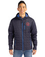 Gonzaga Bulldogs College Vault Cutter & Buck Rainier Primaloft Eco Mens Full Zip Hooded Jacket Dark Navy Front